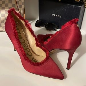 Wine colored satin fringe Sam Edelman pumps size 8.5
